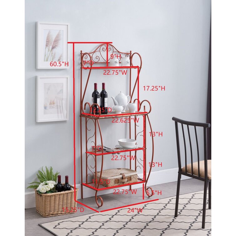 Glass best sale bakers rack